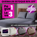 Jogo de Cama Impermeável 100% Algodão | Roupa de Cama + 2 Capas de Travesseiro de Brinde