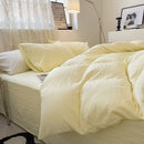 Jogo de Duvet Algodão Solid Washed 4 Peças - Amarelo Pastel