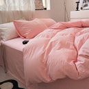 Jogo de Duvet Algodão Solid Washed 4 Peças - Rosa Pastel