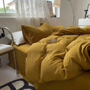 Jogo de Duvet Algodão Solid Washed 4 Peças - Curry