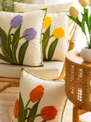 Capa de Almofada Bordada Tulipa