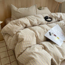 Jogo de Duvet Algodão Stripes 4 Peças - Cream
