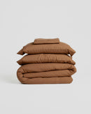 Jogo de Duvet Algodão Solid Washed 4 Peças - Marrom