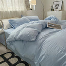 Jogo de Duvet Algodão Solid Washed 4 Peças - Azul Pastel