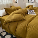 Jogo de Duvet Algodão Solid Washed 4 Peças - Curry