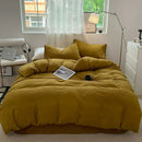 Jogo de Duvet Algodão Solid Washed 4 Peças - Curry
