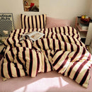 Jogo de Duvet Veludo Listrado 4 Peças - Merlot