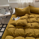 Jogo de Duvet Algodão Solid Washed 4 Peças - Curry