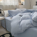 Jogo de Duvet Algodão Solid Washed 4 Peças - Azul Pastel